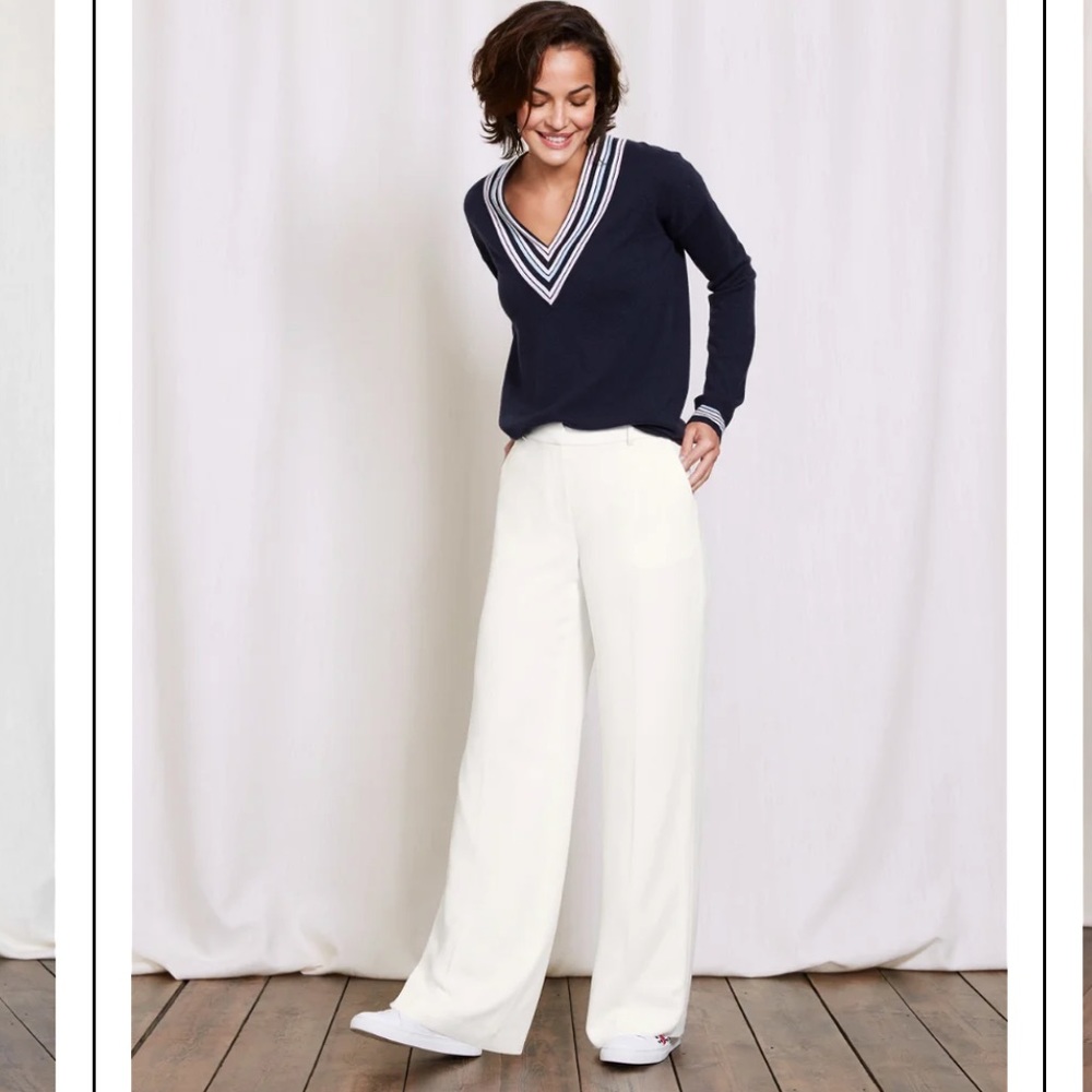 Boden Camille Wide Leg Pants in White size 14 NWOT